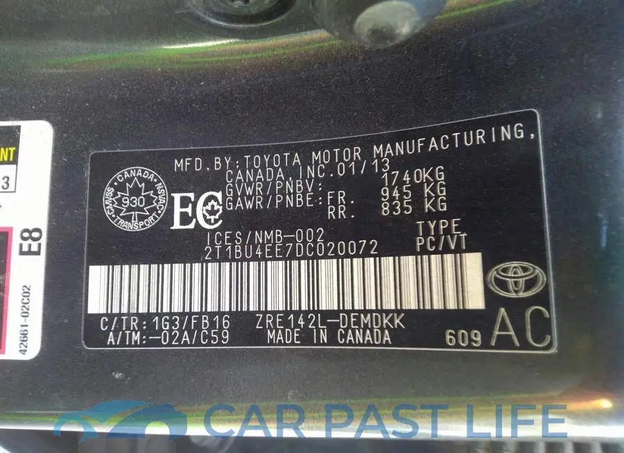2T1BU4EE7DC020072# 9