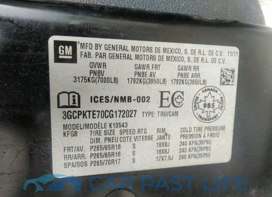 3GCPKTE70CG172027# 9