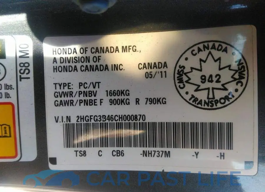 2HGFG3B46CH000870# 9