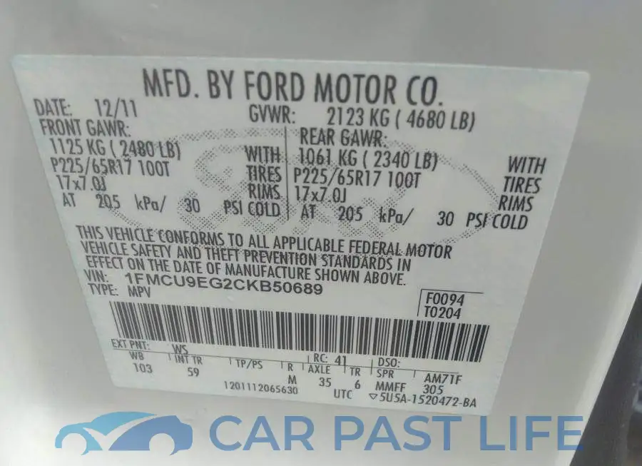 1FMCU9EG2CKB50689# 9