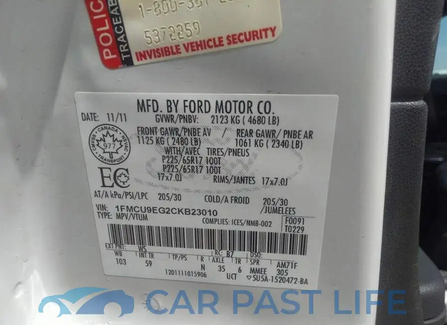1FMCU9EG2CKB23010# 9