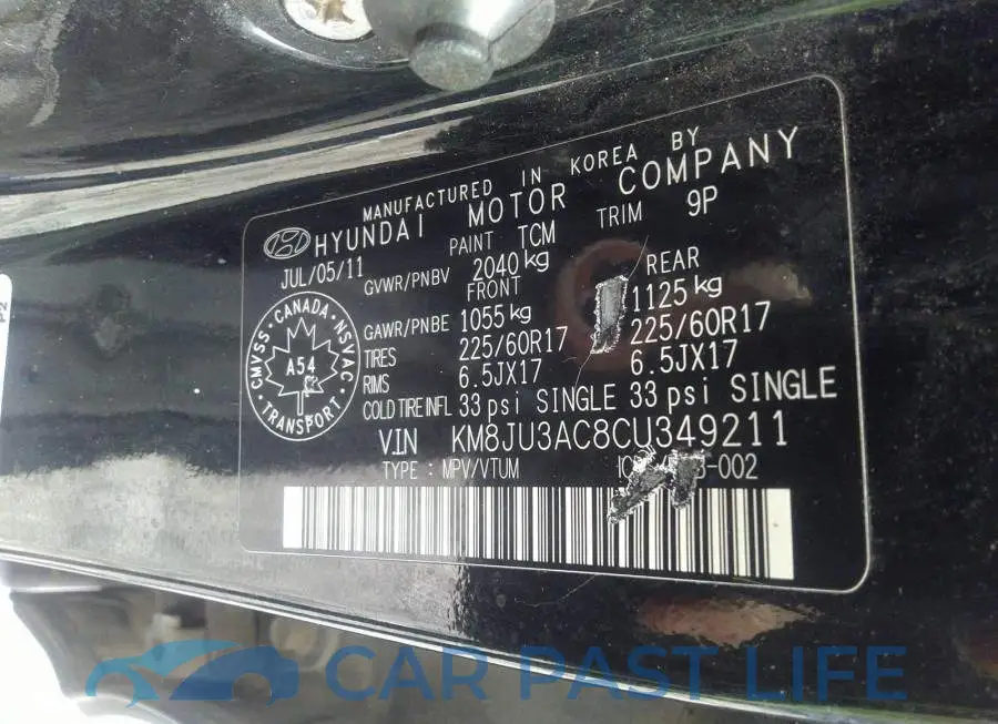 KM8JU3AC8CU349211# 9