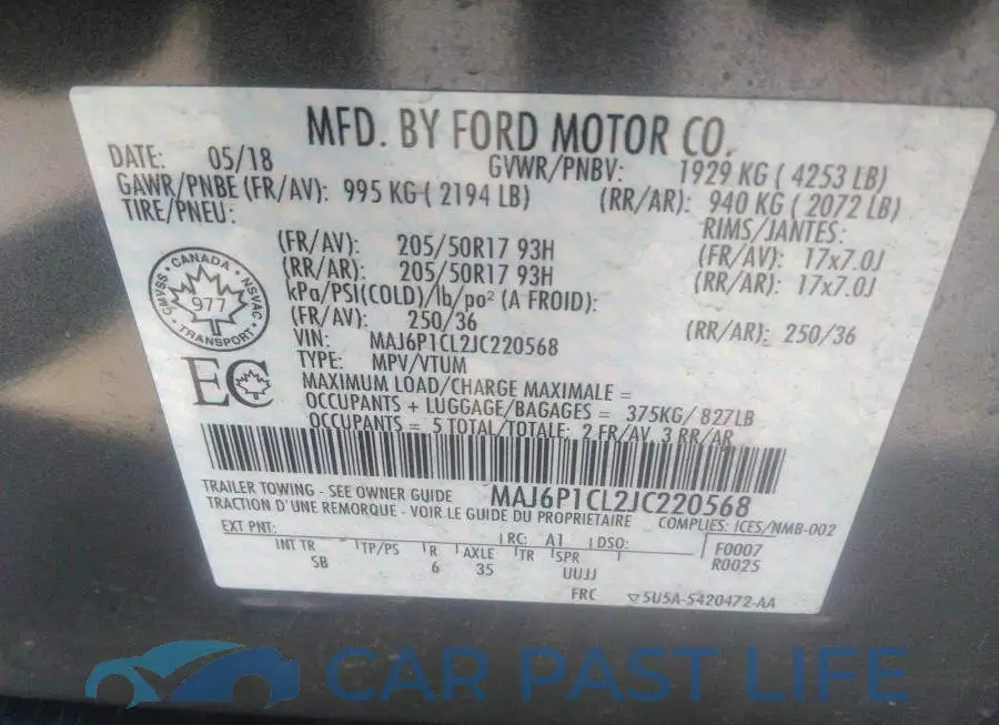 MAJ6P1CL2JC220568# 9