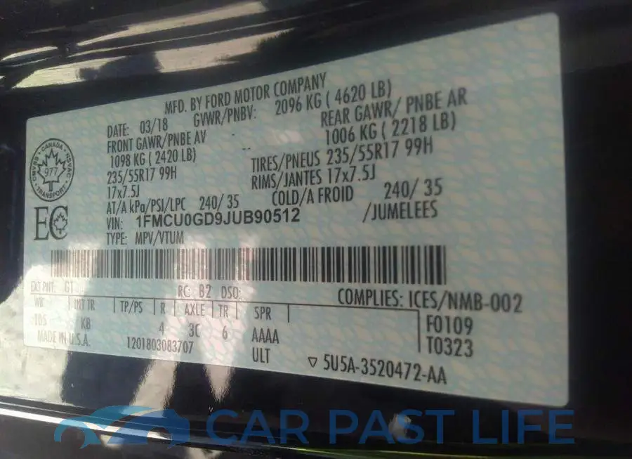 1FMCU0GD9JUB90512# 9