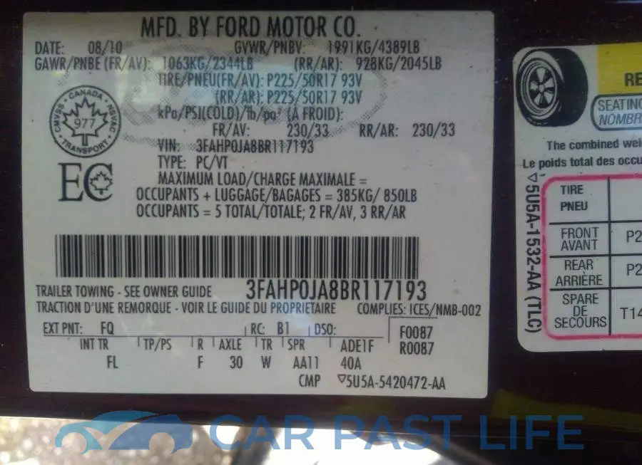 3FAHP0JA8BR117193# 9