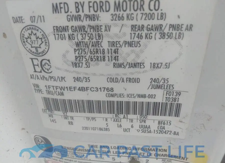 1FTFW1EF4BFC31768# 9