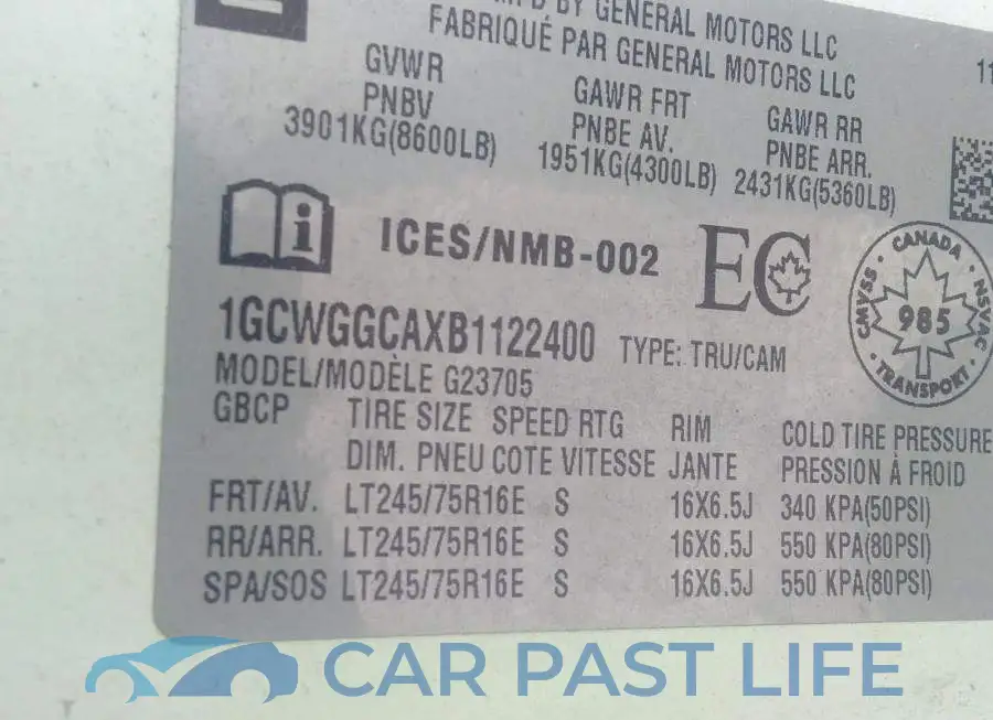 1GCWGGCAXB1122400# 9