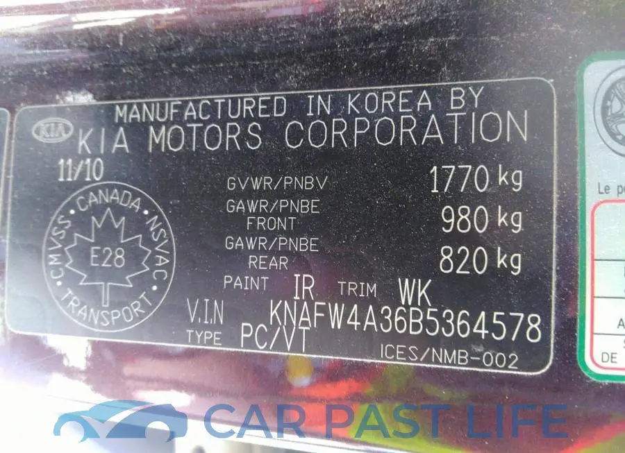 KNAFW4A36B5364578# 9