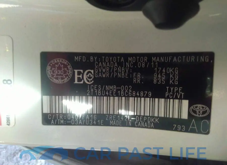 2T1BU4EE1BC684879# 9