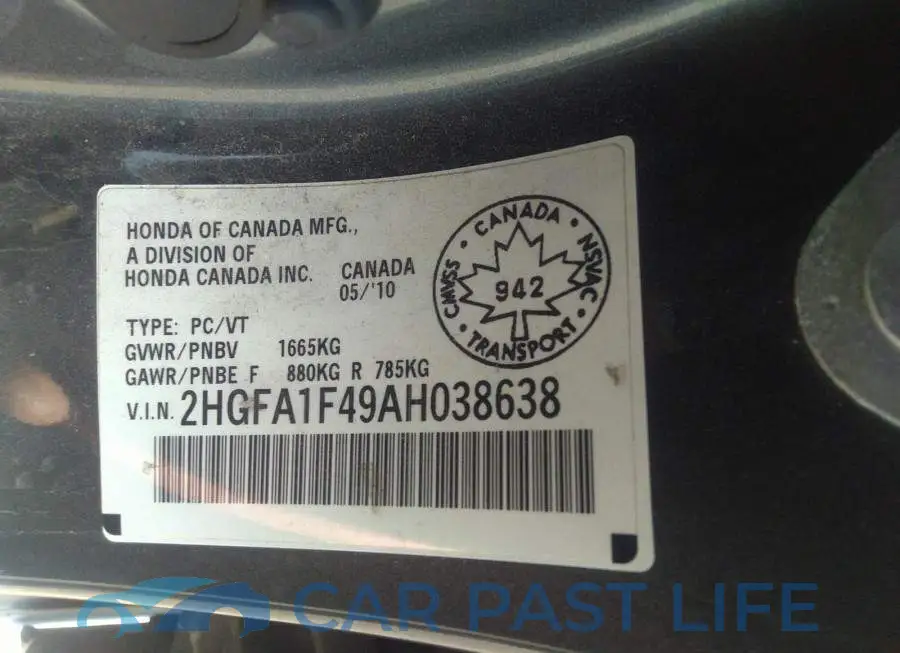 2HGFA1F49AH038638# 9