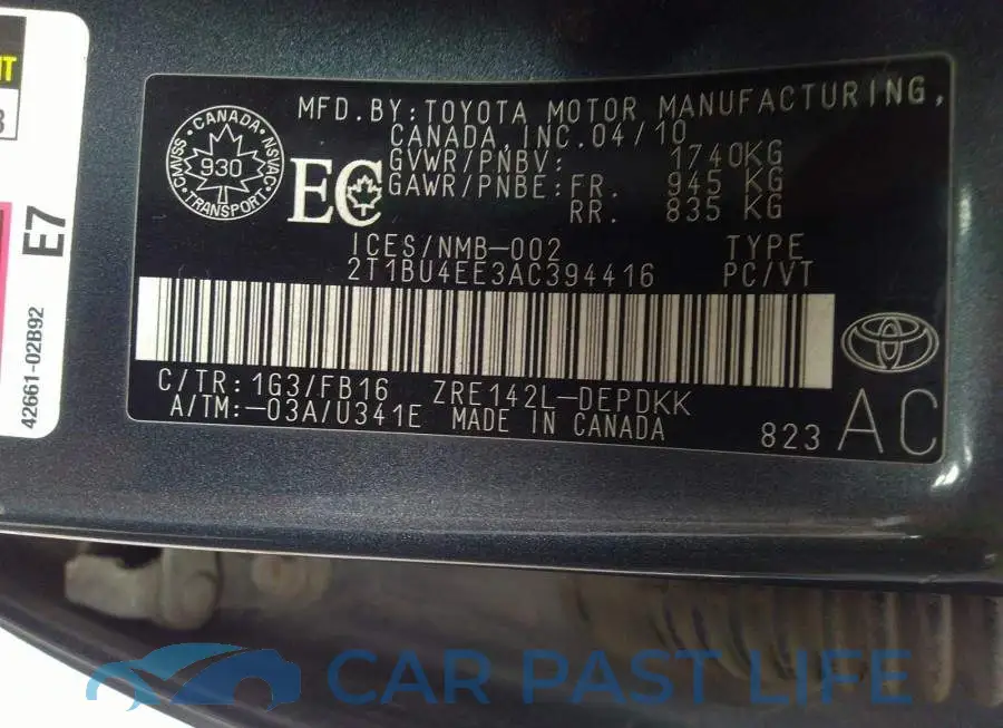 2T1BU4EE3AC394416# 9