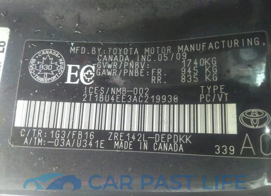 2T1BU4EE3AC219938# 9