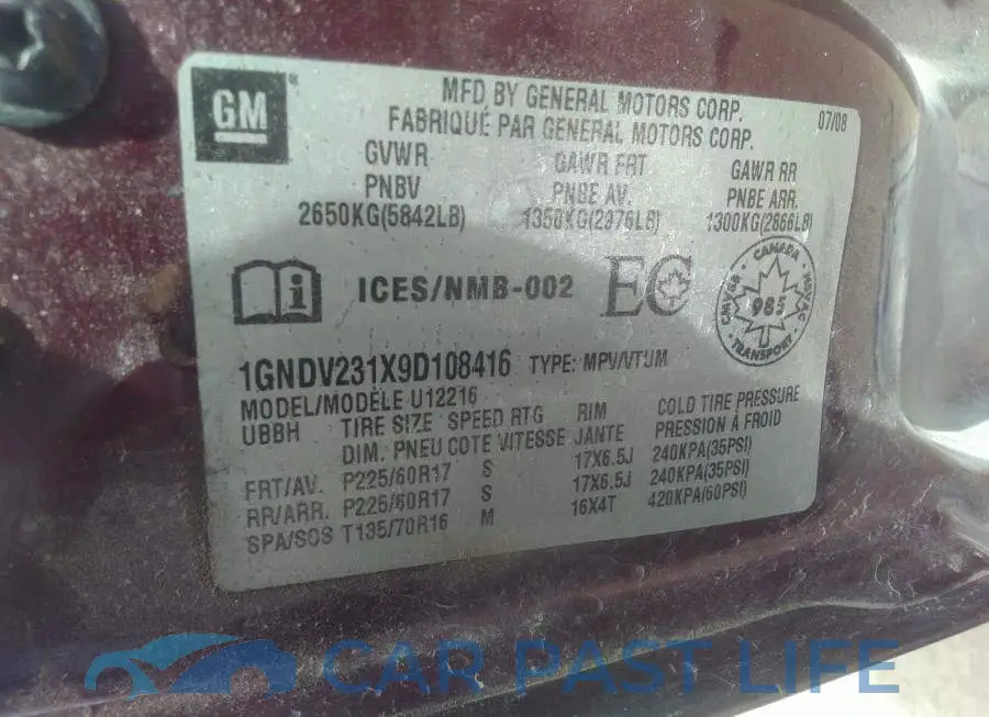 1GNDV231X9D108416# 9