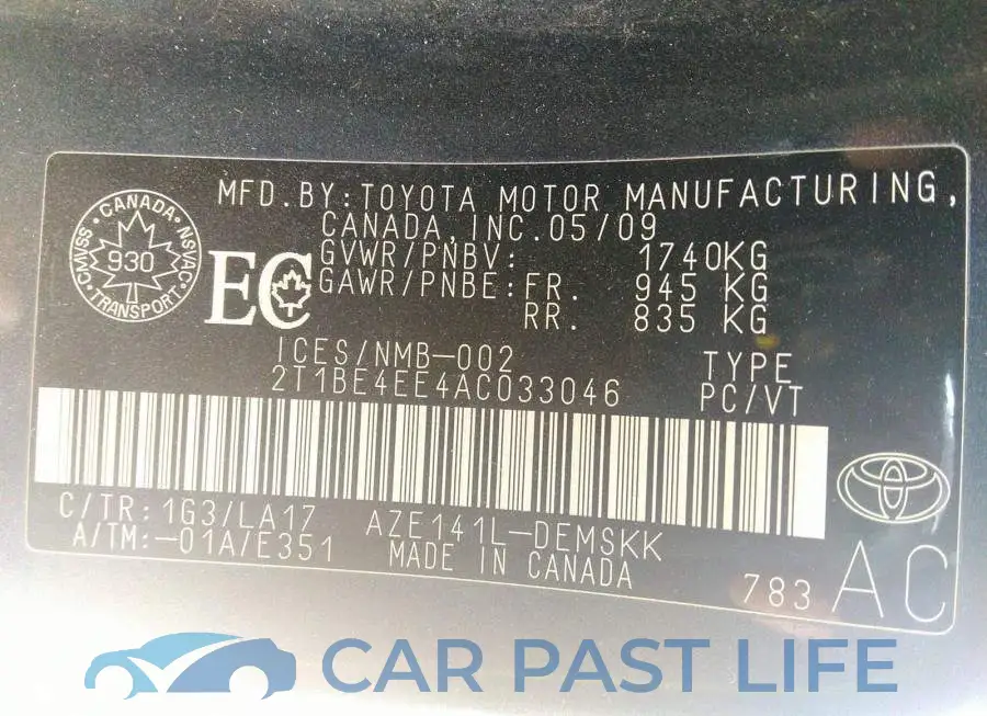 2T1BE4EE4AC033046# 9