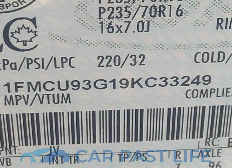 1FMCU93G19KC33249# 9