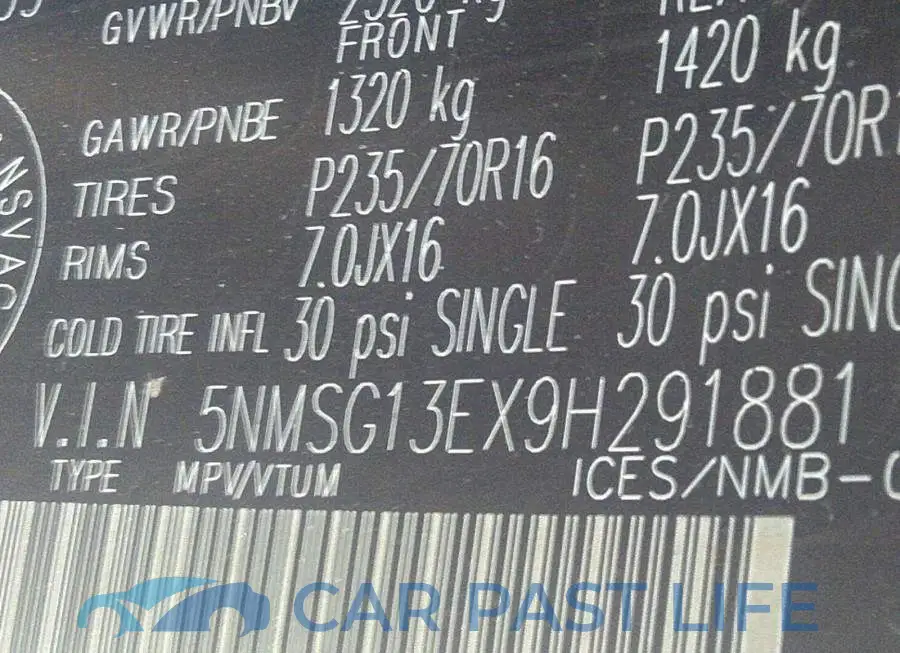 5NMSG13EX9H291881# 9