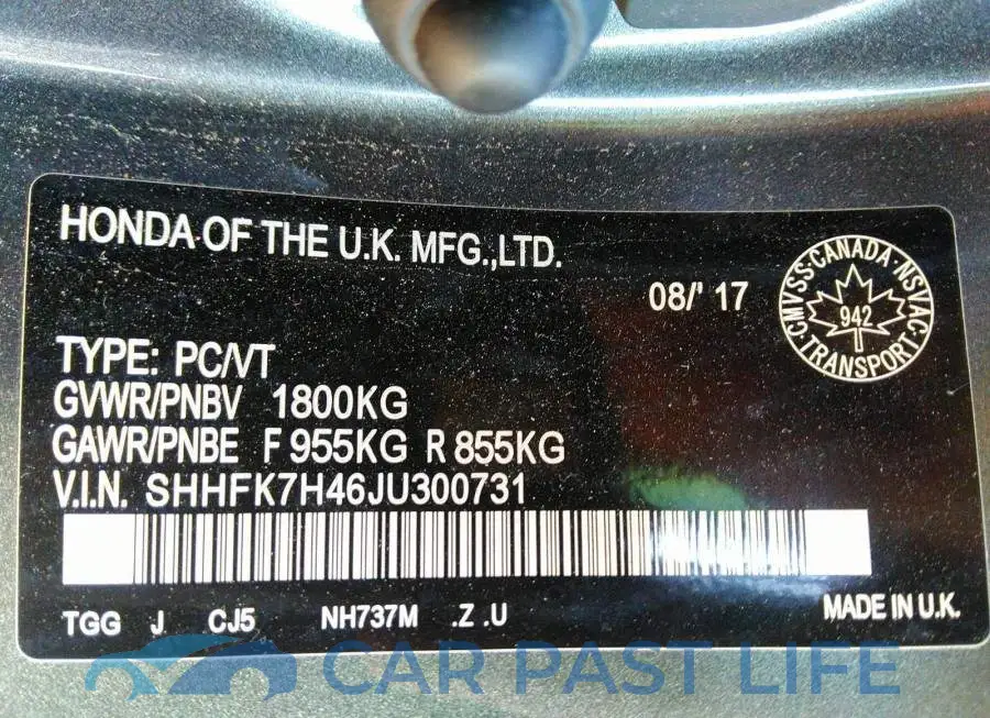 SHHFK7H46JU300731# 9