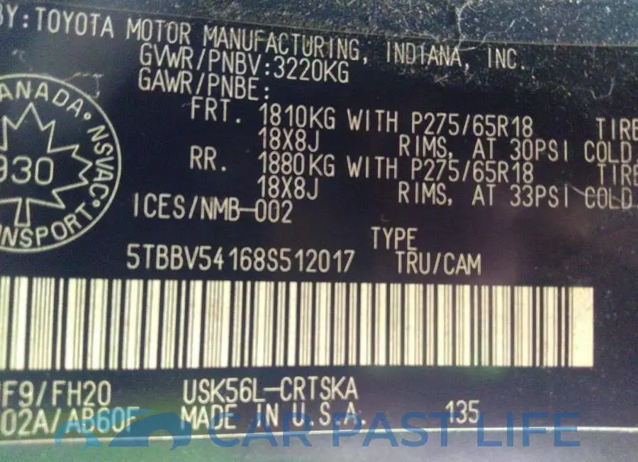 5TBBV54168S512017# 9
