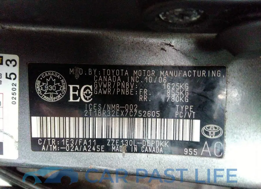 2T1BR32EX7C752605# 9
