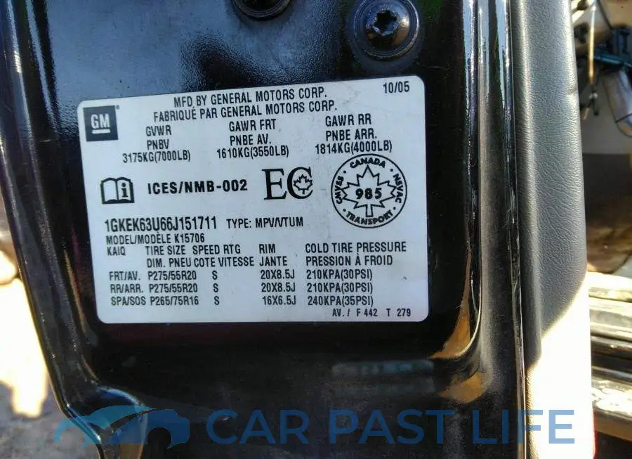 1GKEK63U66J151711# 9
