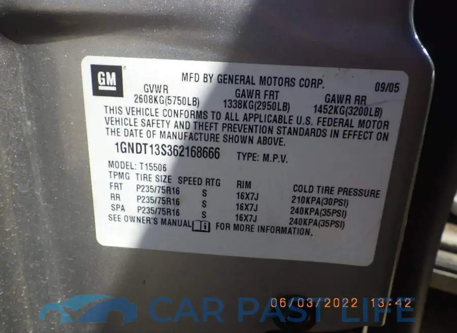 1GNDT13S362168666# 9
