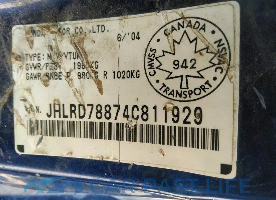 JHLRD78874C811929# 9