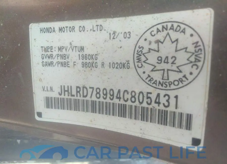 JHLRD78994C805431# 9