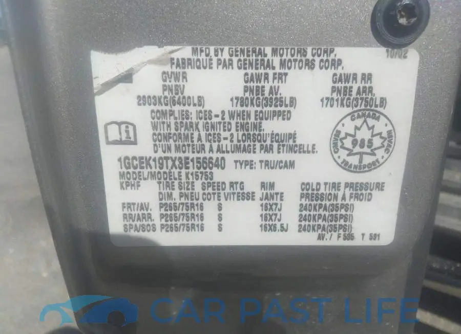 1GCEK19TX3E156640# 9