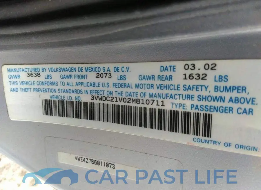 3VWDC21V02M810711# 9