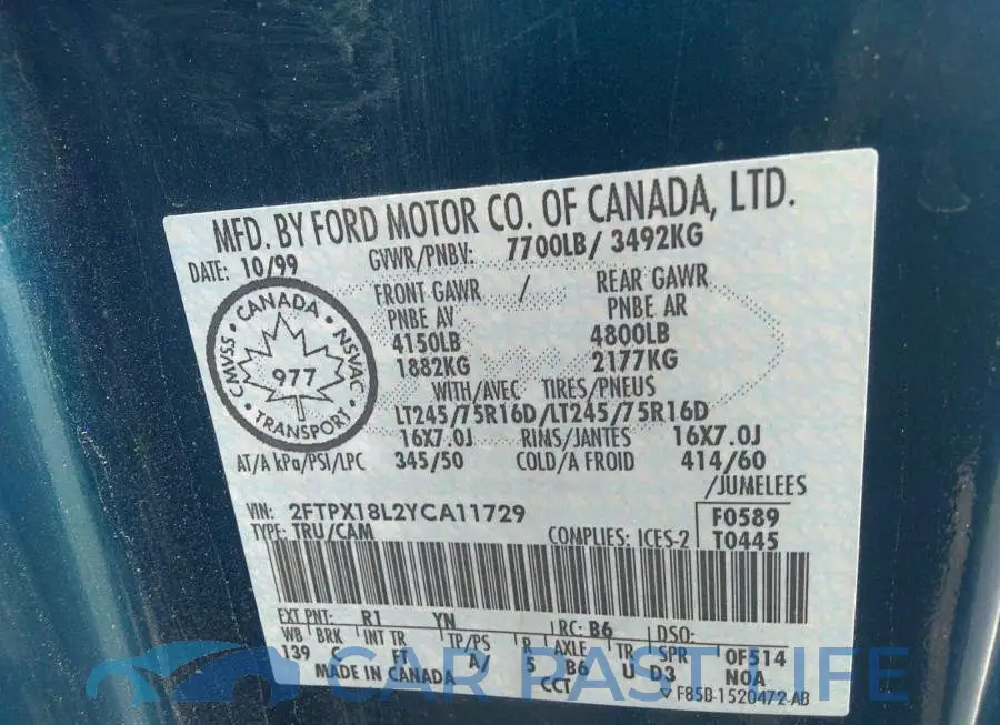 2FTPX18L2YCA11729# 9