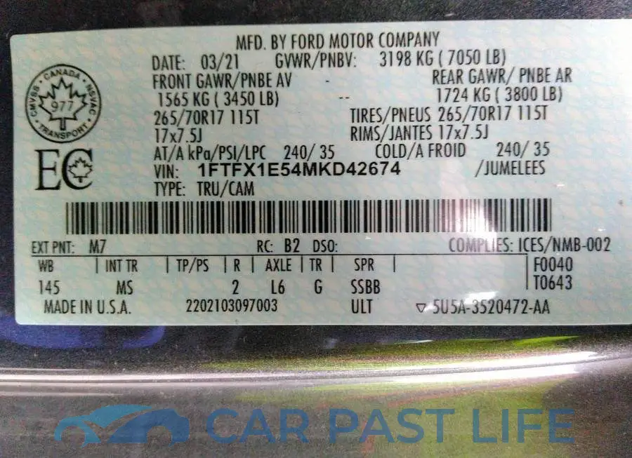1FTFX1E54MKD42674# 9