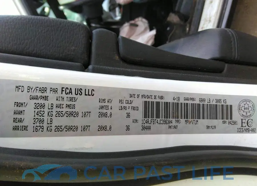 1C4RJFBT4JC396304# 9