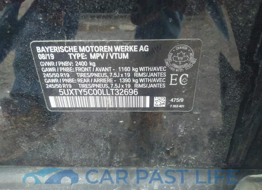5UXTY5C00LLT32696# 9