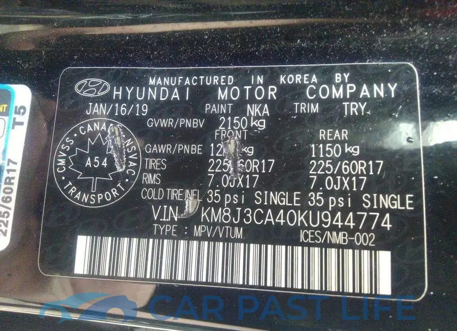 KM8J3CA40KU944774# 9
