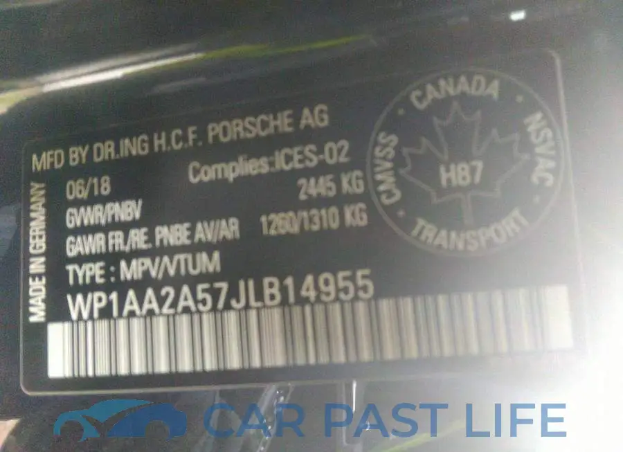 WP1AA2A57JLB14955# 9