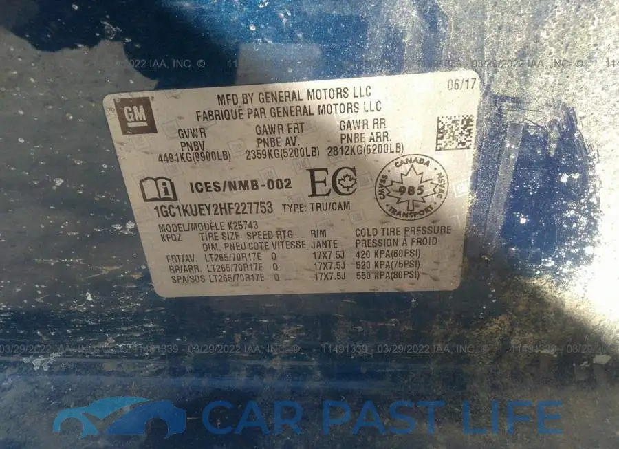 1GC1KUEY2HF227753# 9