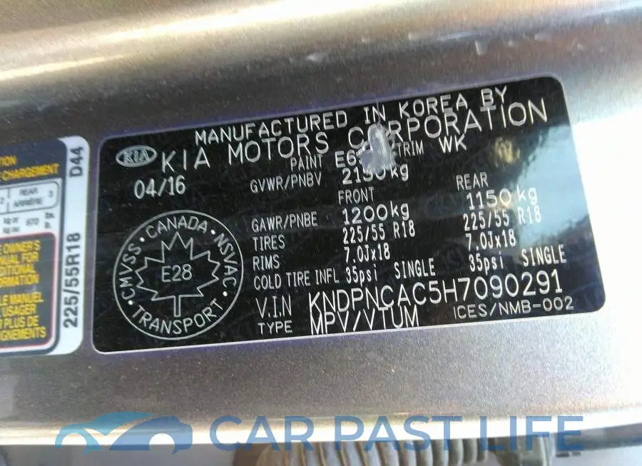 KNDPNCAC5H7090291# 9