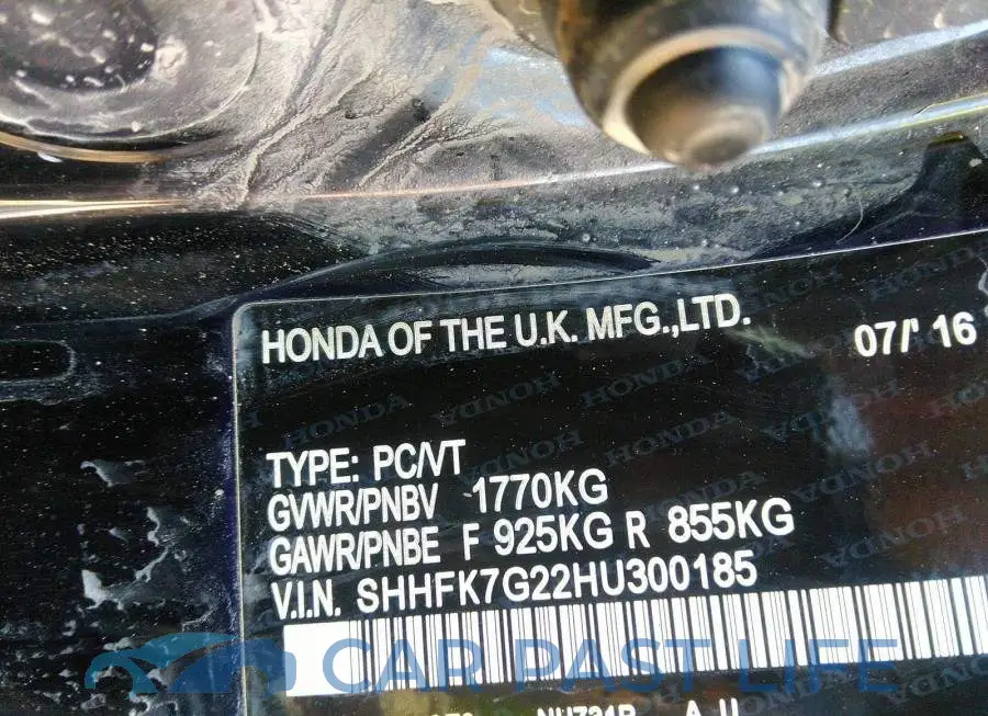 SHHFK7G22HU300185# 9