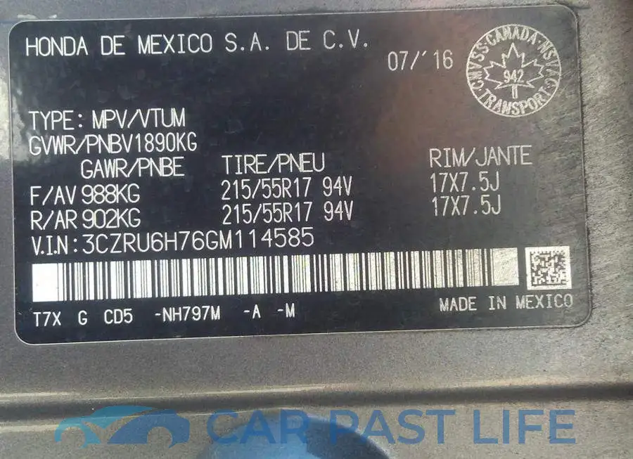 3CZRU6H76GM114585# 9