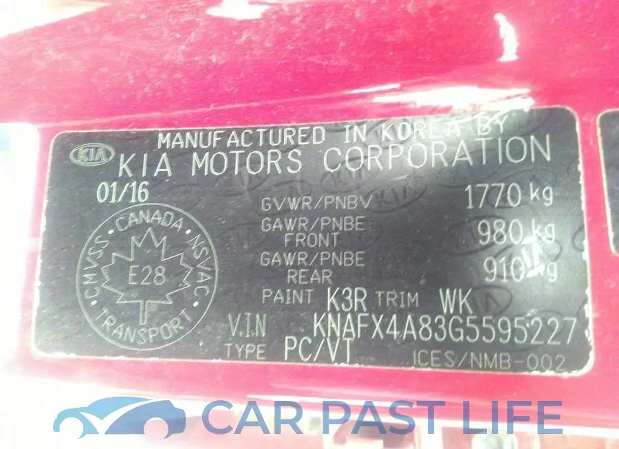 KNAFX4A83G5595227# 9