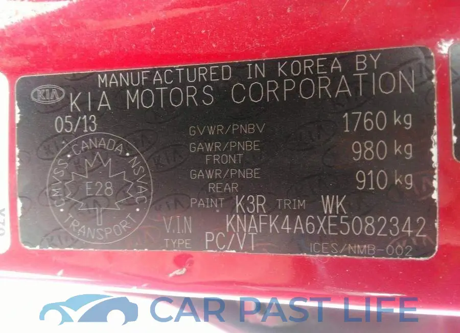 KNAFK4A6XE5082342# 10