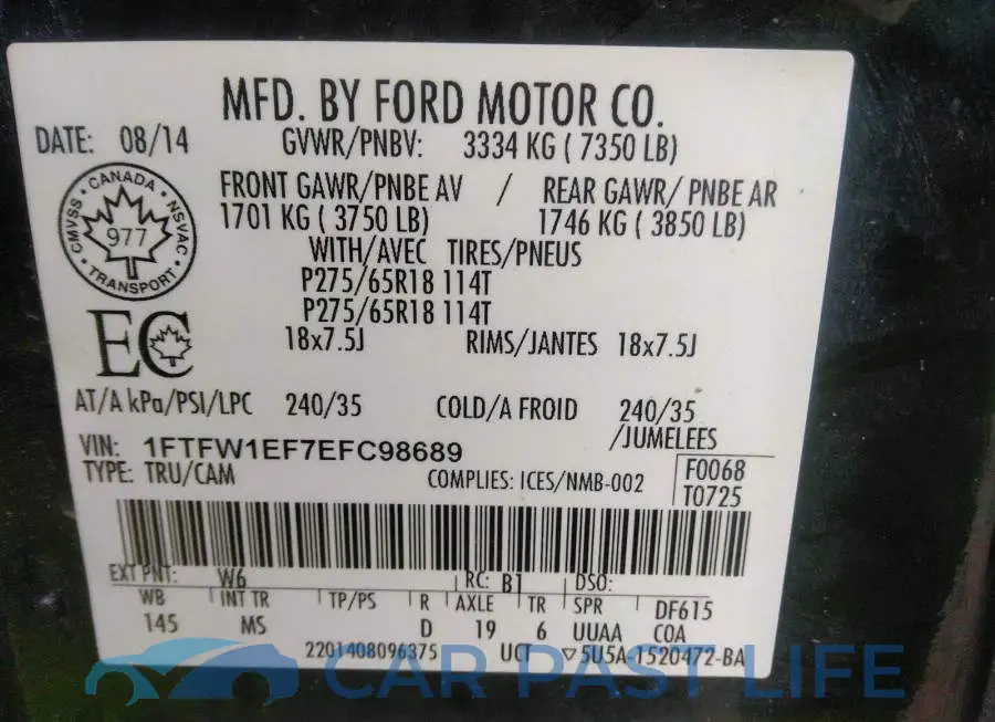 1FTFW1EF7EFC98689# 9