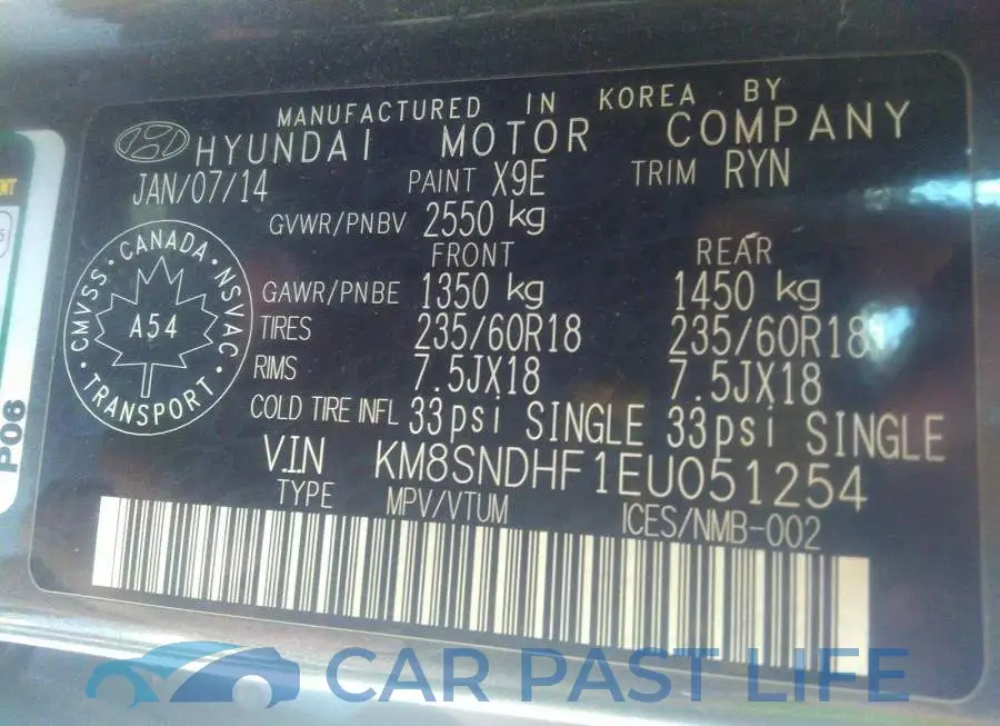 KM8SNDHF1EU051254# 9