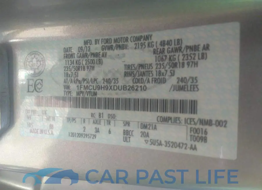1FMCU9H9XDUB26210# 9