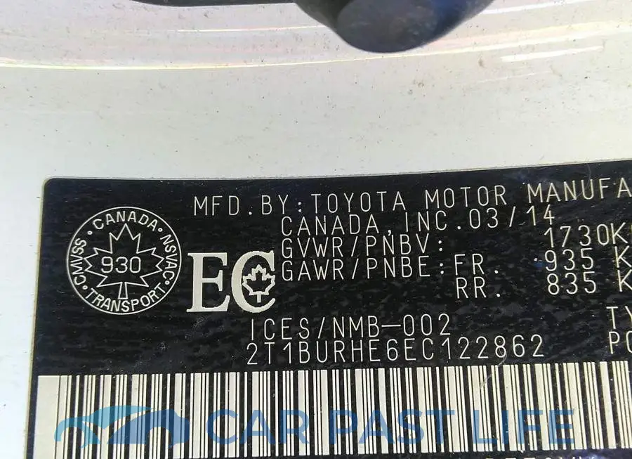 2T1BURHE6EC122862# 9