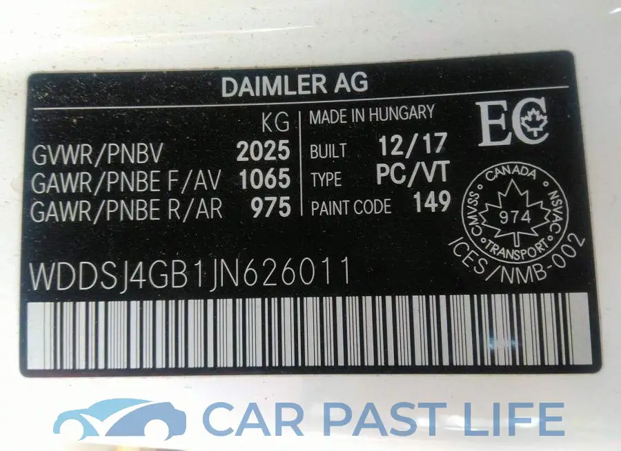 WDDSJ4GB1JN626011# 9