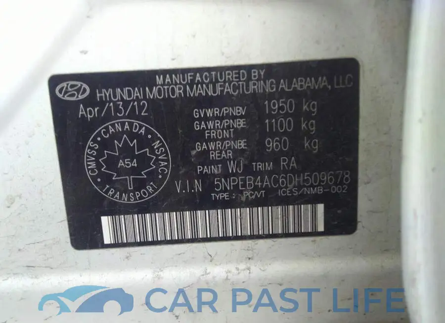 5NPEB4AC6DH509678# 9