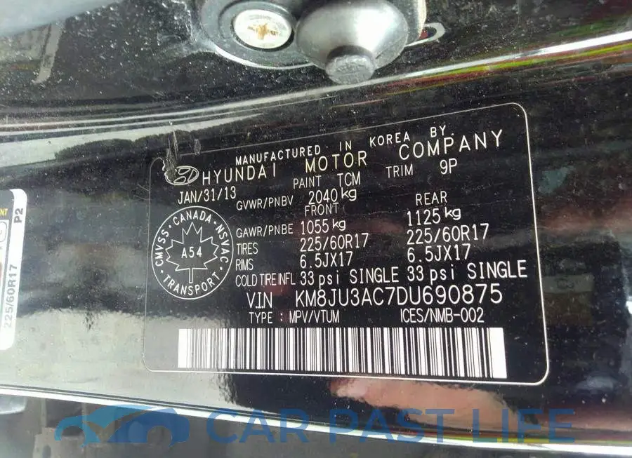 KM8JU3AC7DU690875# 9