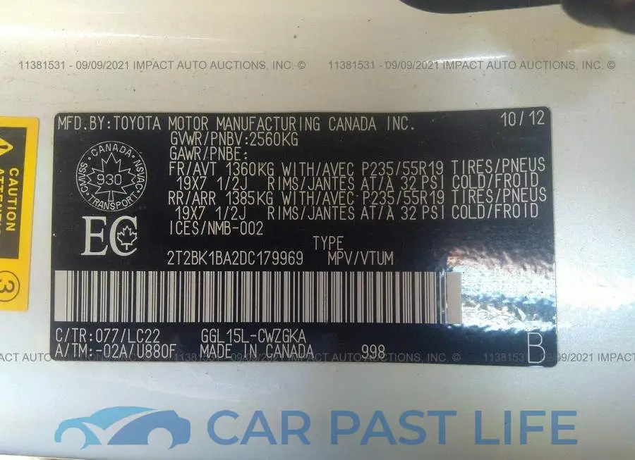2T2BK1BA2DC179969# 9