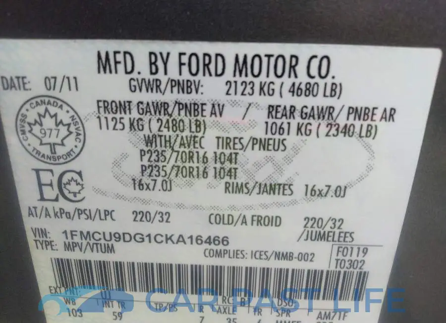 1FMCU9DG1CKA16466# 9